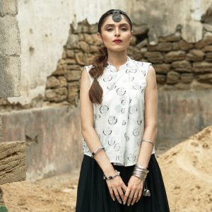 Printed Top With Solid Harem Pants